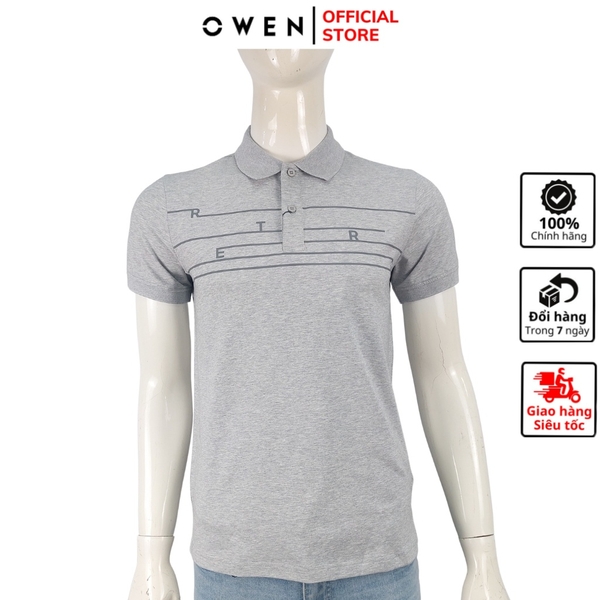 Áo Thun polo Nam Tay Ngắn Có Cổ Owen APV231383  màu xám melange nhạt dáng body fit vải cotton