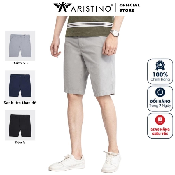 Quần Short Kaki Nam Aristino ASO032S3 màu Đen 9, Xám 73, Xanh tím than 46