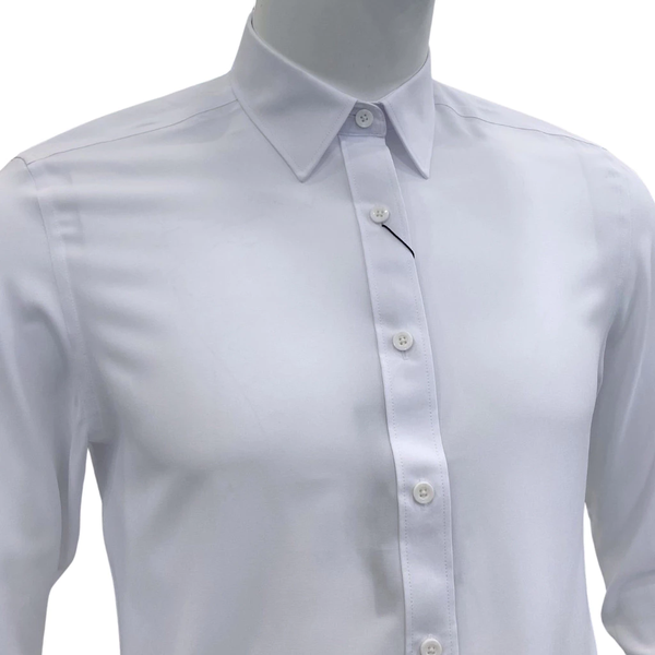 Áo Sơ Mi Trắng Nam Tay Dài Owen AR240309D màu trắng trơn Dáng suông regular fit tà lượn không túi Chất liệu café