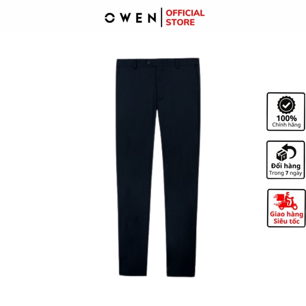 Quần Tây Nam Owen QST231505 màu navy dáng slim fit cạp tăng đơ vải polyester