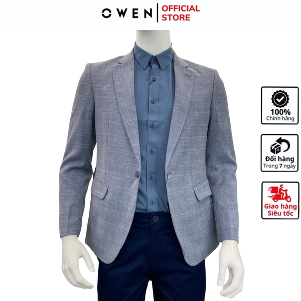 Áo Demi - Blazer Owen BL220692 kẻ caro ghi dáng regular fit Chất Liệu Polyester