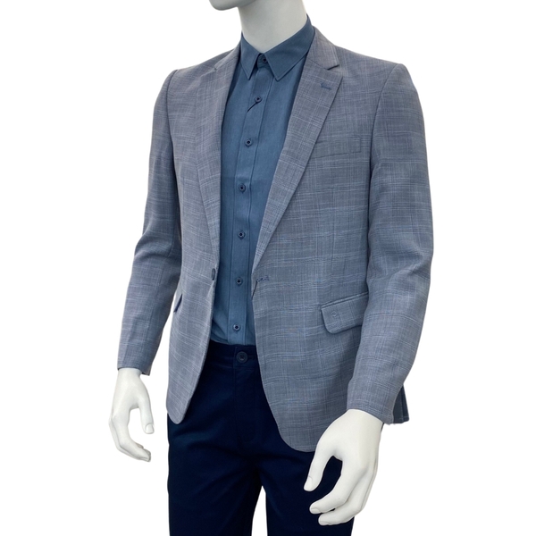 Áo Demi - Blazer Owen BL220692 kẻ caro ghi dáng regular fit Chất Liệu Polyester