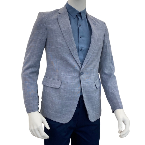 Áo Demi - Blazer Owen BL220692 kẻ caro ghi dáng regular fit Chất Liệu Polyester