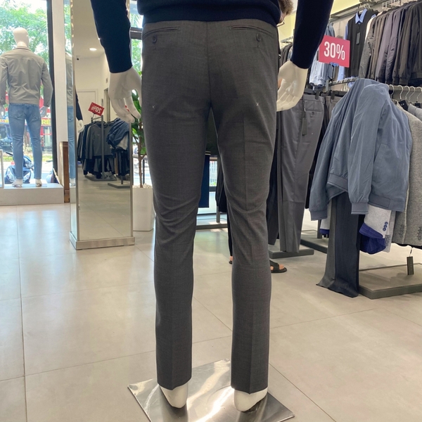 Quần Tây Nam Owen QST231856 màu dark grey melange trơn dáng slim fit cạp tăng đơ Chất Liệu Polyester