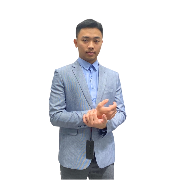 Áo Demi - Blazer Owen BL231718 màu dobby xám trơn dáng slim fit Chất Liệu Polyester