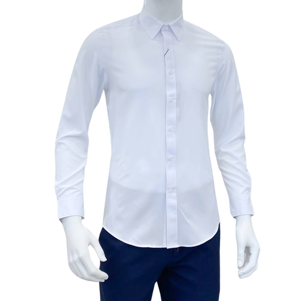 Áo Sơ Mi Trắng Nam Tay Dài Owen AR230321DT (AR240308DT-AR250304DT) màu trắng trơn dáng regular fit tà lượn có túi chất liệu café
