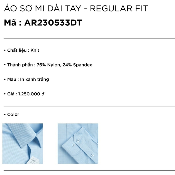 Áo Sơ Mi Nam Tay Dài Owen AR230533DT màu in xanh trắng dáng regular fit tà lượn có túi chất liệu knit