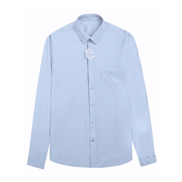 Áo Sơ Mi Nam Tay Dài Owen AR230533DT màu in xanh trắng dáng regular fit tà lượn có túi chất liệu knit