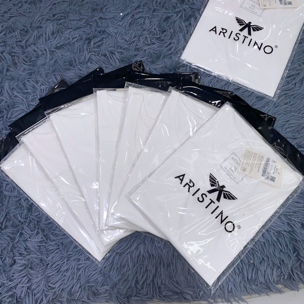 Áo Ba Lỗ Nam Aristino AC23 kiểu sát nách màu trắng trơn chất liệu 100% cotton