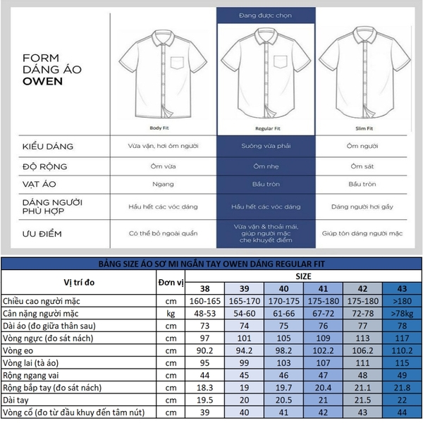Áo Sơ Mi Nam Tay ngắn Owen AS220131NT