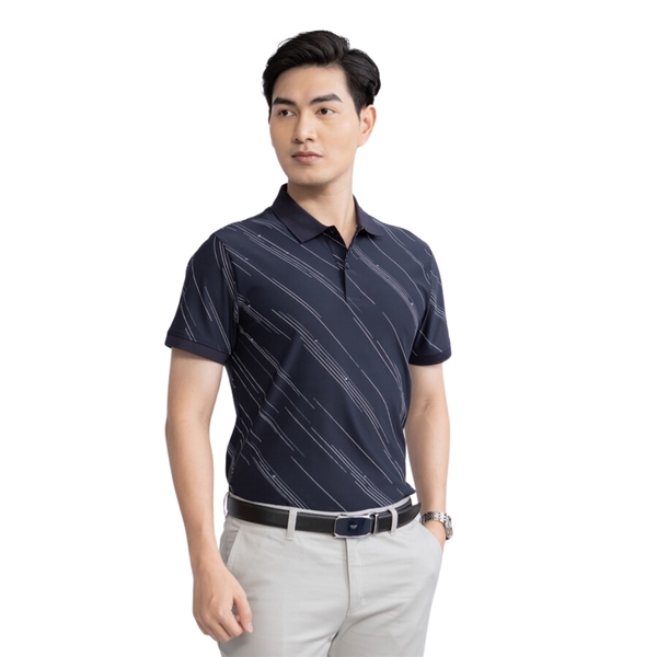 Áo Thun Polo Nam Cổ Bẻ Aristino APS056S3 màu Xanh biển 218 in, Xanh tím than 26 in