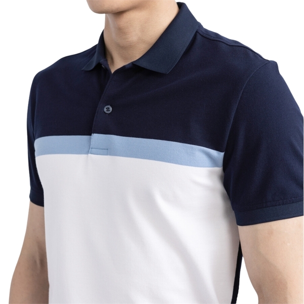 Áo Thun Polo Nam Cổ Bẻ Aristino APS135S3 màu Xanh tím than 24 kẻ Jacquard