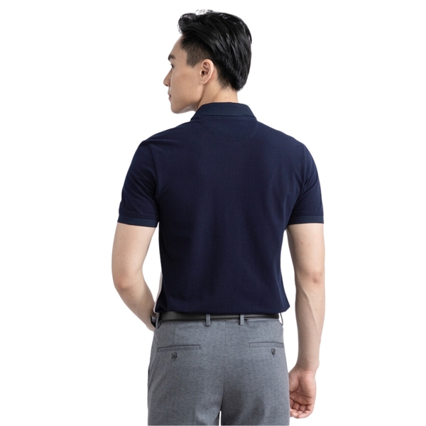 Áo Thun Polo Nam Cổ Bẻ Aristino APS135S3 màu Xanh tím than 24 kẻ Jacquard