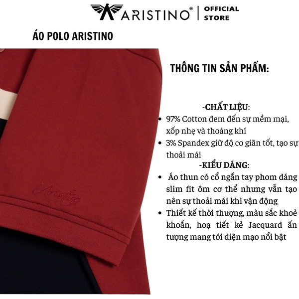 Áo Thun Polo Nam Cổ Bẻ Aristino APS134S3 màu Cam 110 kẻ Jacquard