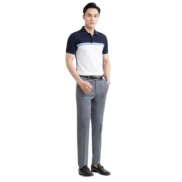 Áo Thun Polo Nam Cổ Bẻ Aristino APS135S3 màu Xanh tím than 24 kẻ Jacquard