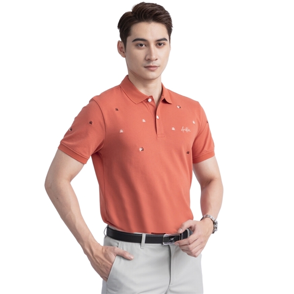 Áo Thun Polo Nam Cổ Bẻ Aristino APS149S3 màu Cam 106 thêu