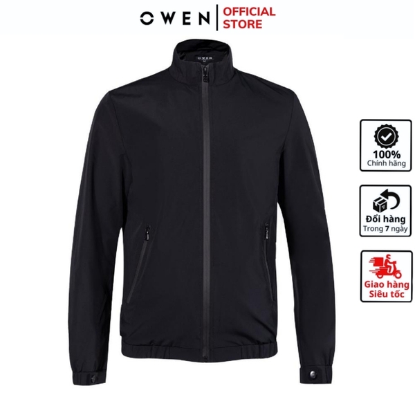 Áo Khoác Jacket Owen JK220734 Màu Đen Dáng Regular Fit Vải Polyester