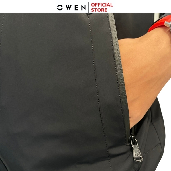 Áo Khoác Jacket Owen JK220734 Màu Đen Dáng Regular Fit Vải Polyester