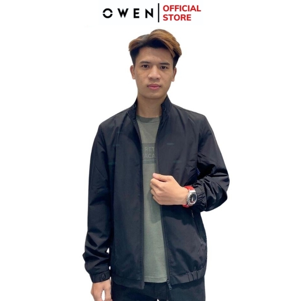 Áo Khoác Jacket Owen JK220734 Màu Đen Dáng Regular Fit Vải Polyester