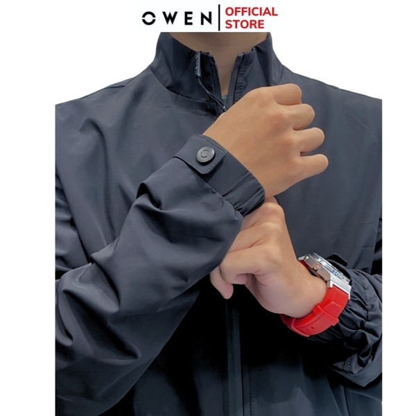 Áo Khoác Jacket Owen JK220734 Màu Đen Dáng Regular Fit Vải Polyester