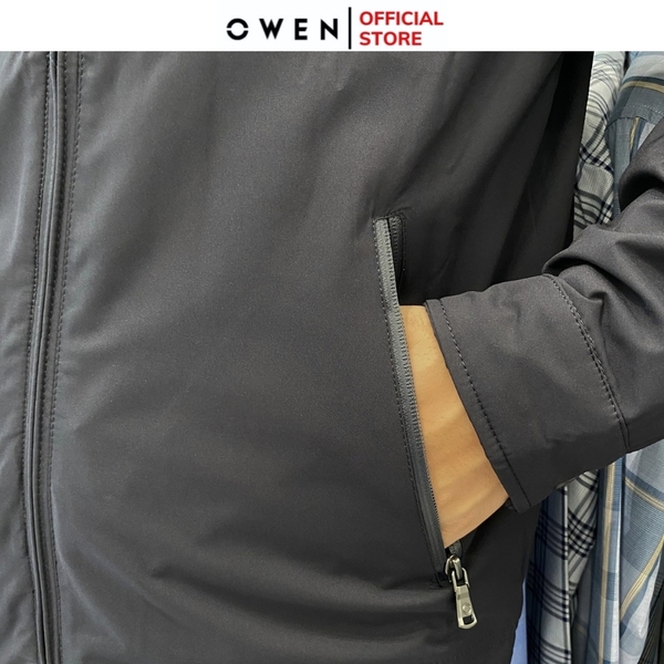 Áo Khoác Jacket Owen JK221555 Màu đen Dáng Regular Fit có mũ Vải Polyester