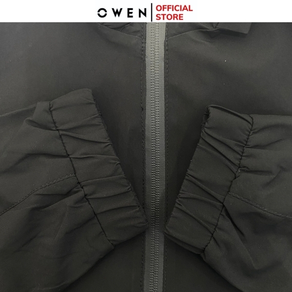 Áo Khoác Jacket Owen JK221555 Màu đen Dáng Regular Fit có mũ Vải Polyester