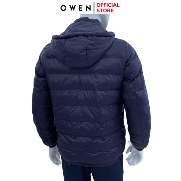 Áo Khoác Jacket Owen JK231838 màu navy đậm dáng regular fit có mũ có thể tháo rời, bo tay, bo gấu chất liệu polyester