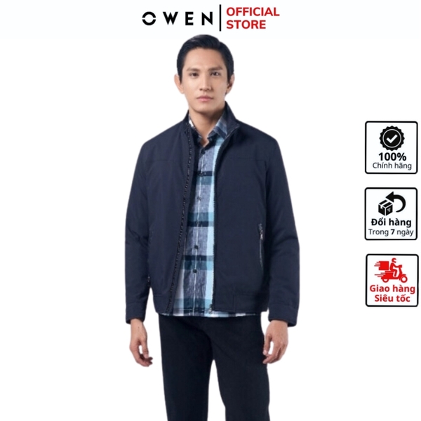 Áo Khoác Jacket Owen JK220728 Màu xanh navy Dáng Regular Fit Vải Polyester