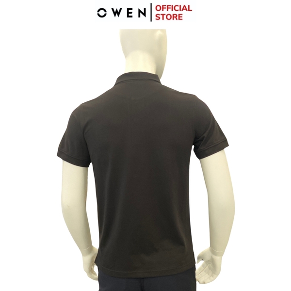 Áo Thun polo Nam Tay Ngắn Có Cổ Owen APV233187 màu đen phối trắng in chìm dáng Body fit chất liệu CVC Spandex