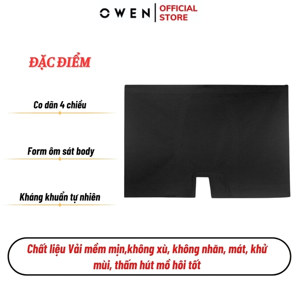 Quần Lót Nam Owen QLB232454 màu đen Kiểu sịp đùi Boxer Chất liệu Polyamide spandex