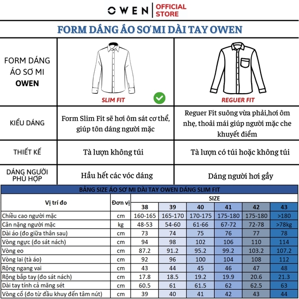 Áo Sơ Mi Nam Tay Dài Owen AR220134DT màu oxford trắng Dáng Regular fit chất liệu sợi tre