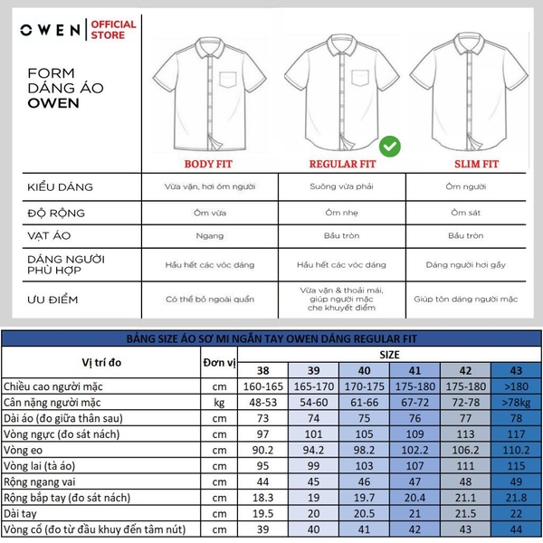 Áo Sơ Mi Trắng Nam Tay Ngắn Owen AR230328NT (AR240102NT) màu trắng dáng regular fit tà lượn có túi vải sợi sồi