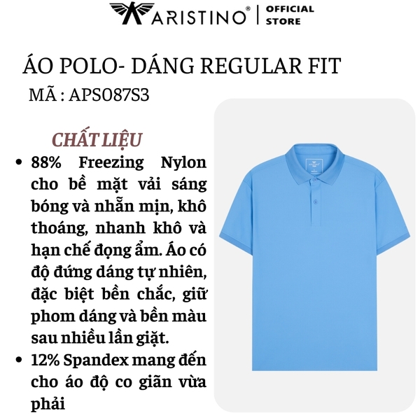 Áo Thun Polo Nam Cổ Bẻ Aristino APS087S3 Màu: Trắng 6, Xanh biển 200, Xanh tím than 26