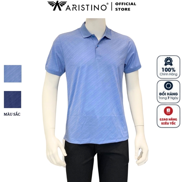 Áo Thun Polo Nam Cổ Bẻ Aristino APS155S3 Màu: Xanh biển 163 Jackquard họa tiết, Xanh tím than 41Jackquard họa tiết