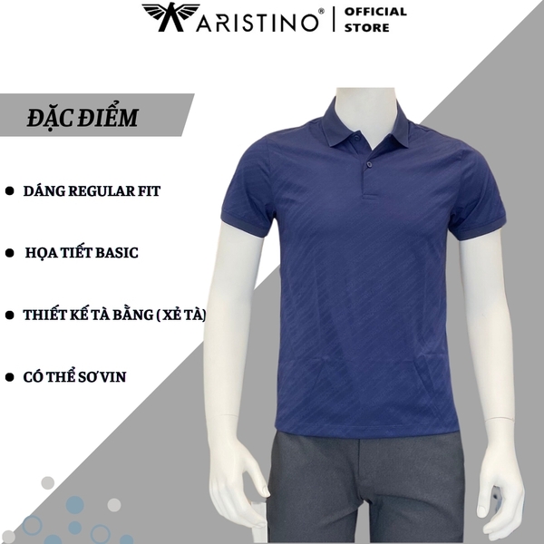 Áo Thun Polo Nam Cổ Bẻ Aristino APS155S3 Màu: Xanh biển 163 Jackquard họa tiết, Xanh tím than 41Jackquard họa tiết