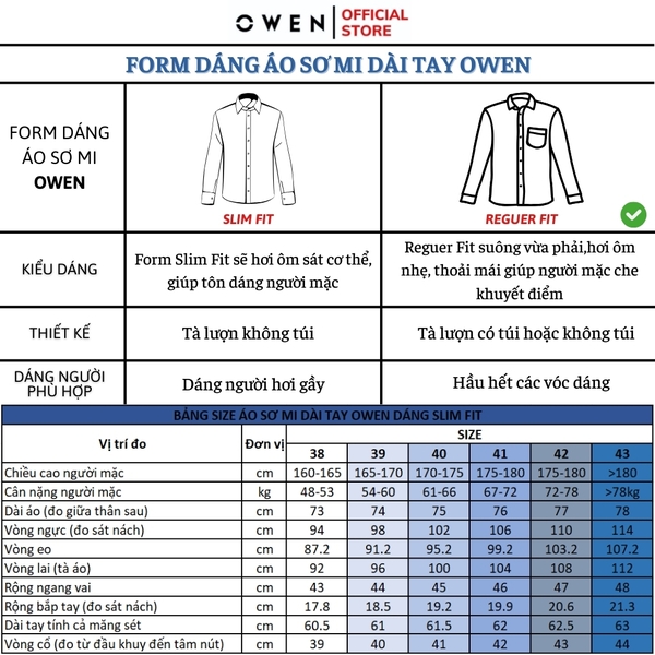 Áo Sơ Mi Trắng Nam Tay Dài Owen AR230321DT (AR240308DT-AR250304DT) màu trắng trơn dáng regular fit tà lượn có túi chất liệu café