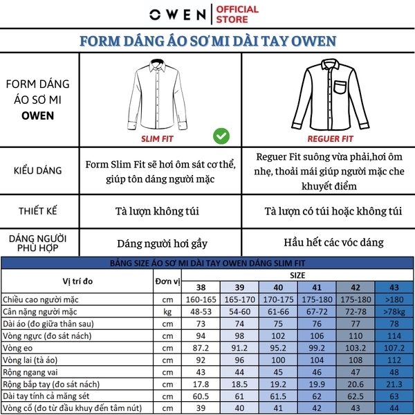 Áo Sơ Mi Trắng Nam Tay Dài Owen AS230323D (AS240310D) màu trắng trơn dáng slim fit tà lượn không túi chất liệu café