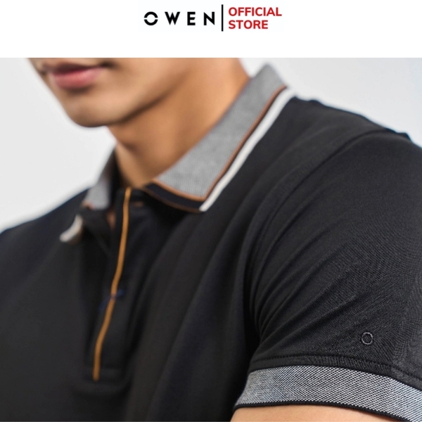 Áo Thun polo Nam Tay Ngắn Có Cổ Owen APT231403 màu đen  Dáng Body Fit vải cotton