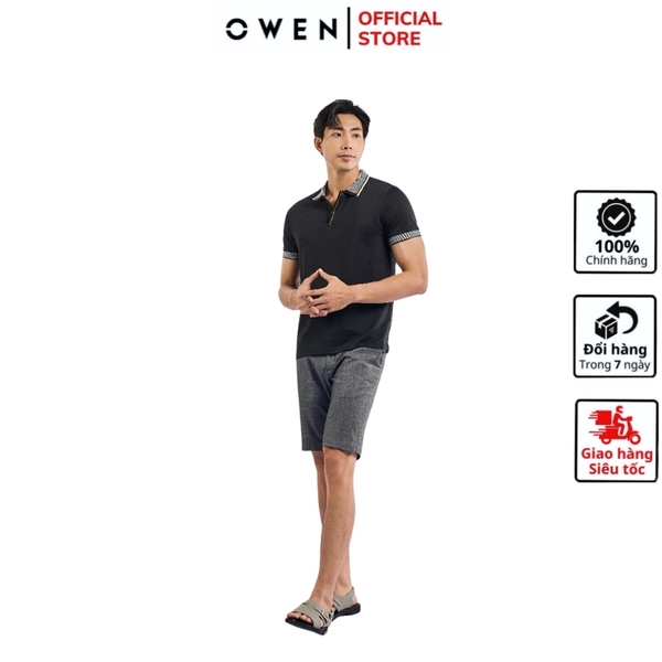 Áo Thun polo Nam Tay Ngắn Có Cổ Owen APT231403 màu đen  Dáng Body Fit vải cotton