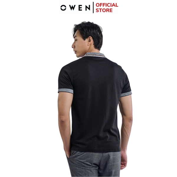 Áo Thun polo Nam Tay Ngắn Có Cổ Owen APT231403 màu đen  Dáng Body Fit vải cotton