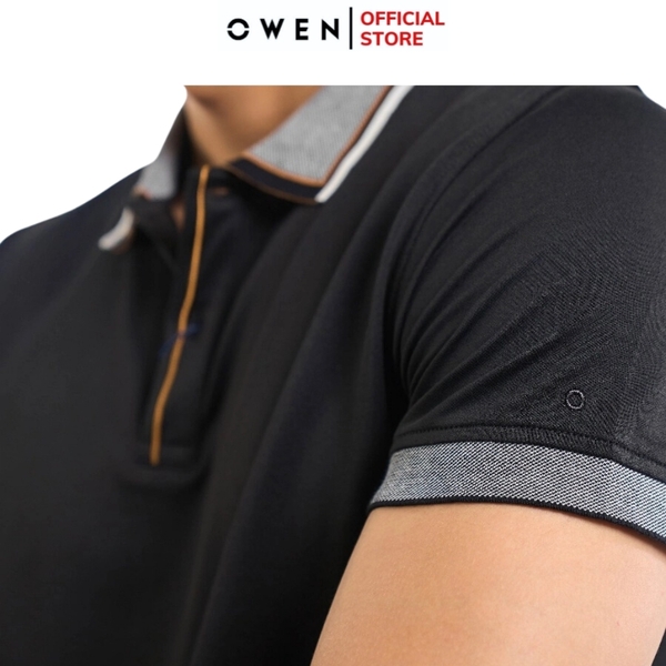 Áo Thun polo Nam Tay Ngắn Có Cổ Owen APT231403 màu đen  Dáng Body Fit vải cotton