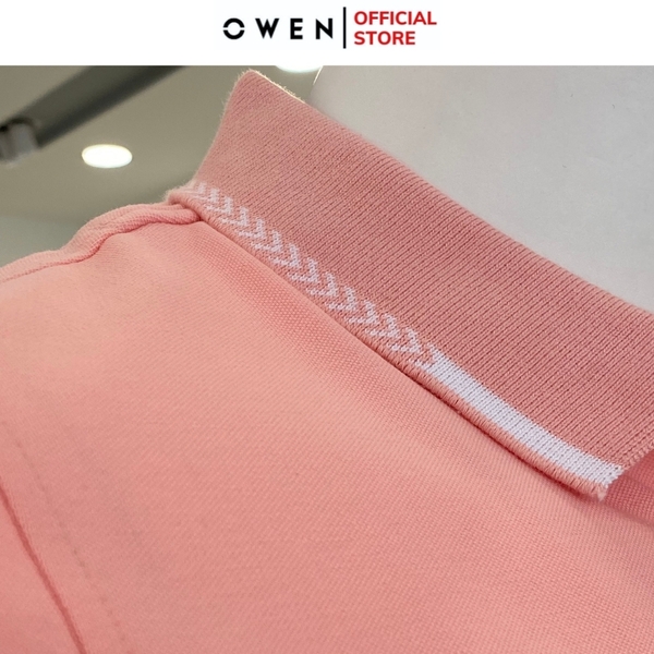 Áo Thun polo Nam Tay Ngắn Có Cổ Owen APV231346 màu hồng dáng body fit vải cotton