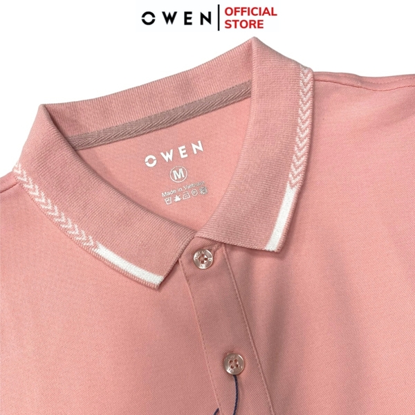 Áo Thun polo Nam Tay Ngắn Có Cổ Owen APV231346 màu hồng dáng body fit vải cotton