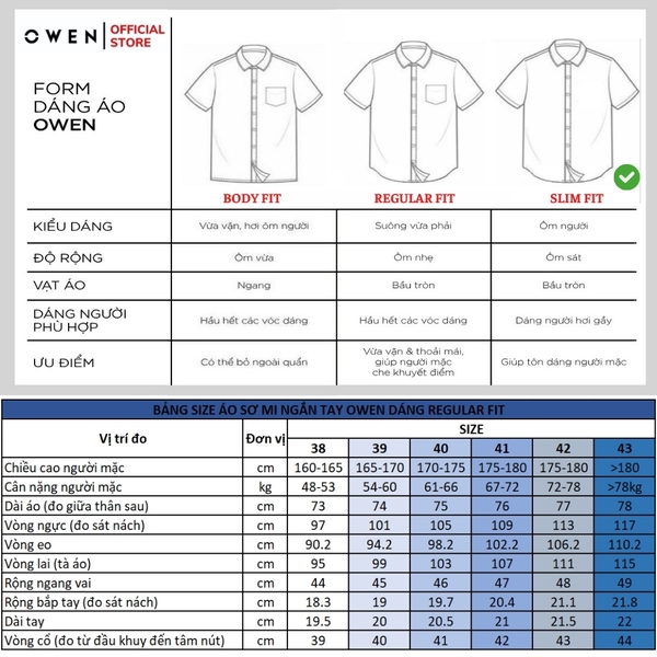 Áo Sơ Mi Trắng Nam Tay Ngắn Owen AS240104N (AS250320N) màu trắng trơn dáng ôm tà lượn không túi chất liệu sợi sồi