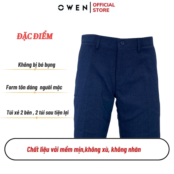 Quần Short Nam Owen ST231817 sóc âu màu xanh dáng slim fit chất liệu polyester