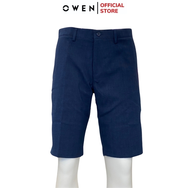 Quần Short Nam Owen ST231817 sóc âu màu xanh dáng slim fit chất liệu polyester