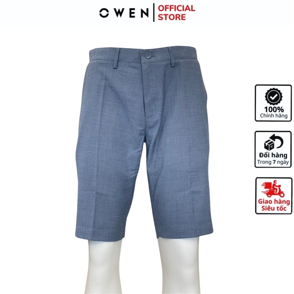 Quần Short Nam Owen ST231818 sóc âu màu xanh sáng dáng slim fit chất liệu polyester