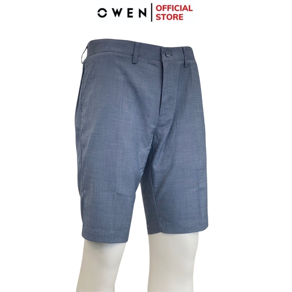 Quần Short Nam Owen ST231818 sóc âu màu xanh sáng dáng slim fit chất liệu polyester