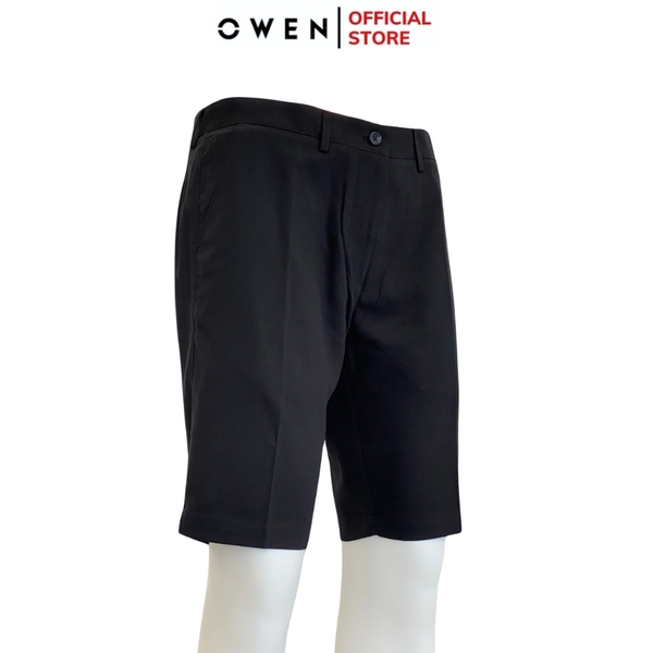 Quần Short Nam Owen ST231810 sóc âu màu đen dáng slim fit chất liệu polyester