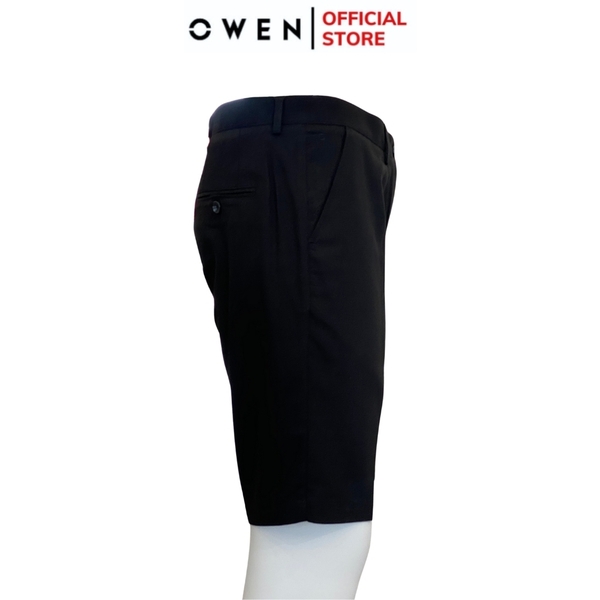 Quần Short Nam Owen ST231810 sóc âu màu đen dáng slim fit chất liệu polyester